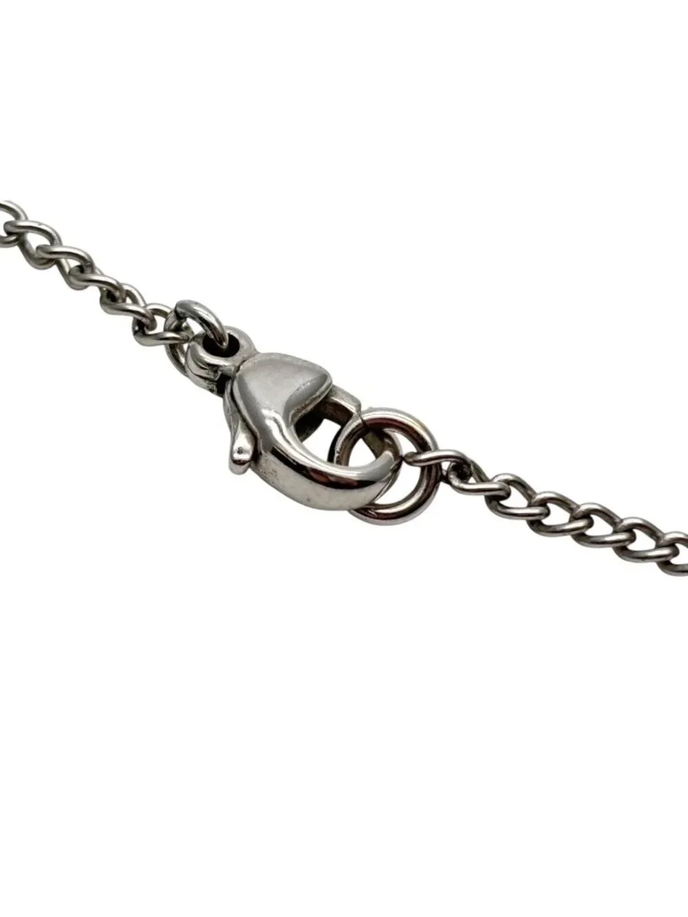 Chanel CC Logo Heart Necklace 04 42 Rhinestone Metal Clear Silver
